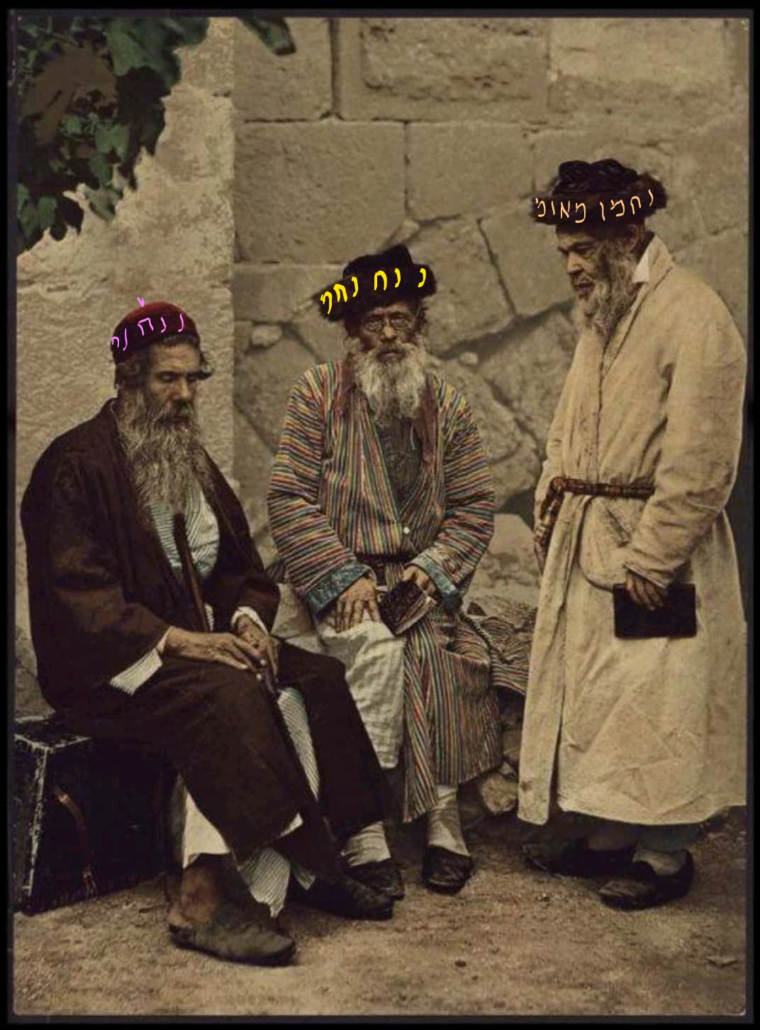Three Jews In Jerusalem 1880 Nanach On Hats